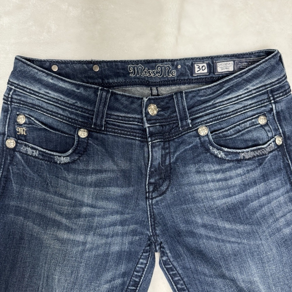 Miss Me Women's Blue Mid-Rise Skinny Jeans, Size 30, Dark Wash - Excellent Cond! - Picture 2 of 6